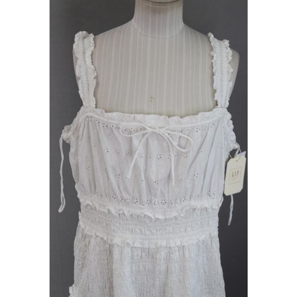 Gap Doen Dress Womens XL White Eyelet Sundress Maxi Long Cotton Summer NWT - Picture 2 of 7
